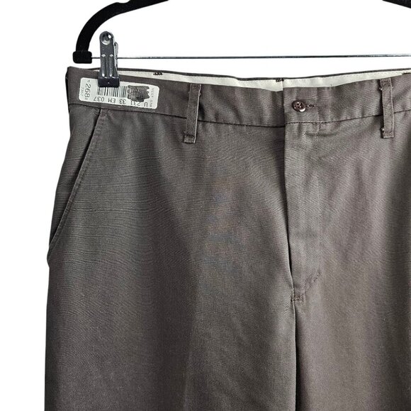 UniFirst Soft Twill Chino Flat Front Cotton Blend Gray Uniform Workwear Pants - Picture 3 of 9